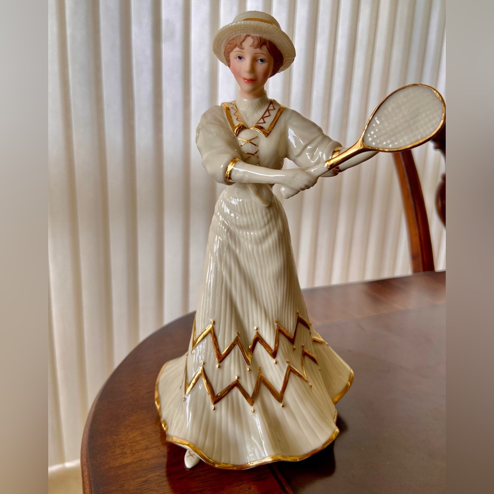 “Tennis at Traymore” Lenox 9” Tall Porcelain Hand Painted 24 Karat Gold Figure